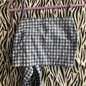 Brandy Melville Plaid Back Tie Crop Top